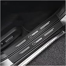RIDGOEL Pack of 4 Car Door Sill Protector Carbon Fibre Door Sill Sticker for Mazda 2 3 5 6 CX-3 CX-30 CX-5 CX-50 CX-60 CX-7 CX-8 CX-9 Car Door Step Plate Cover Paint Protection Film