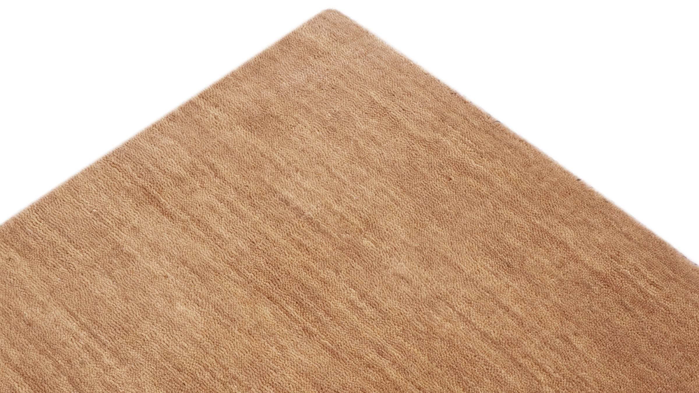 Gabbeh Uni Tapis en laine tissé à la main Beige uni 80 x 200 cm