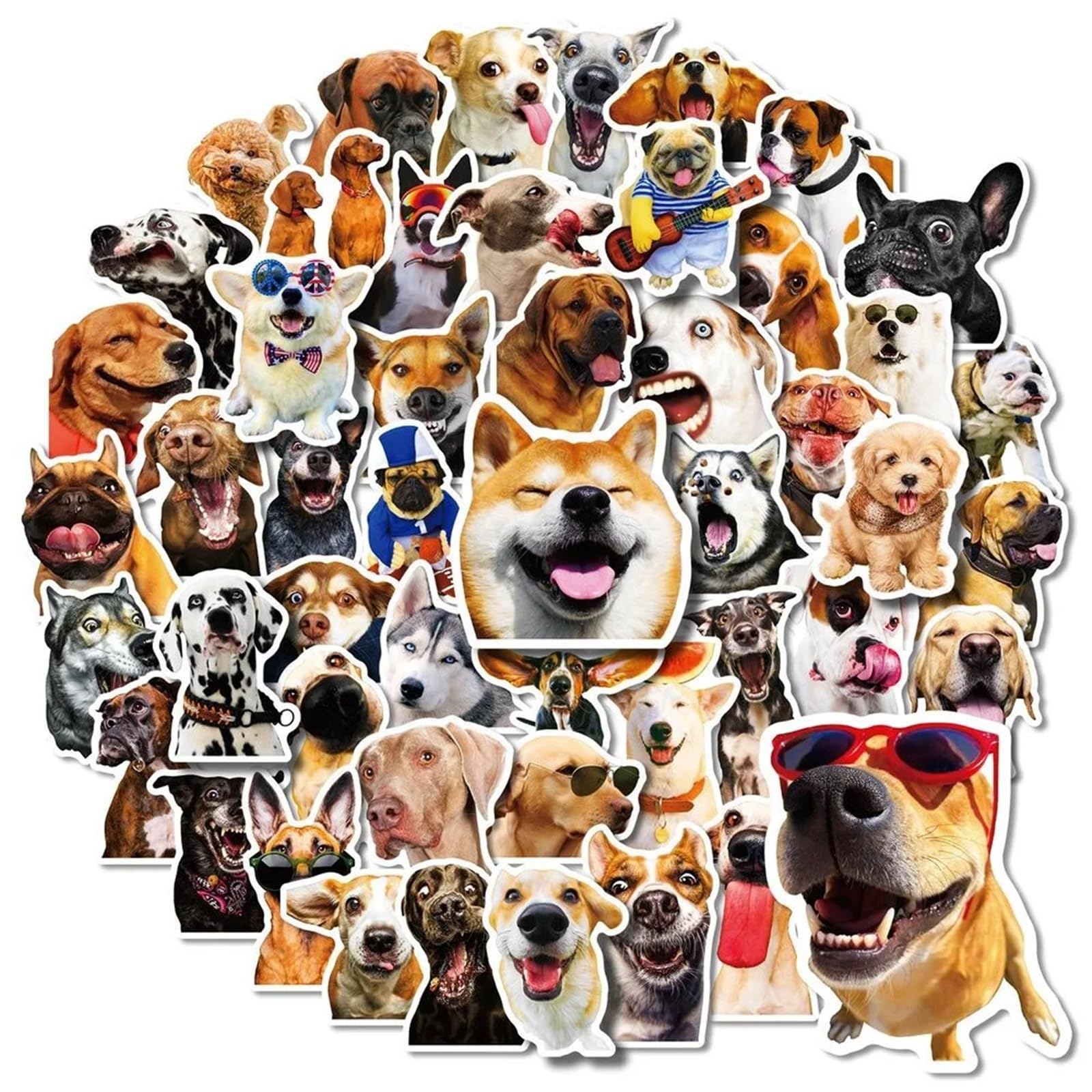 50Pcs Realistic Dog Stickers Animal Cute Collection Shiba Inu Cute Animal Golden Retriever Doodle Stickers(B-50Pcs)