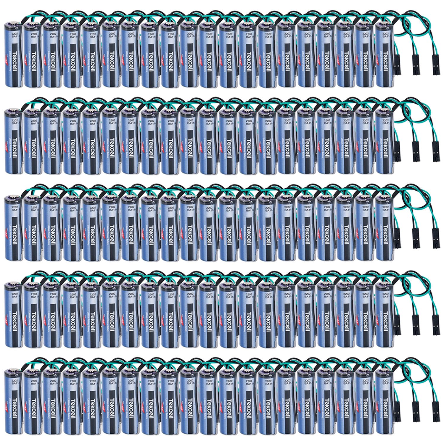 100-Pcs SB-AA11 AA Lithium Non-Rechargeable Battery 3 6V 2400mAh for Tekcell SB-AA11 Battery with Black Plug 3 6