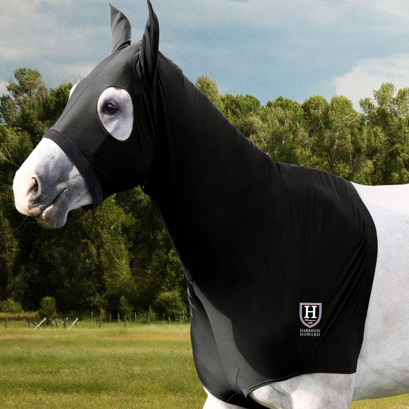 Harrison Howard Soft Fleece Trim Stretchy All-Covered Comfortable Horse Head Hood with Zipper Black Large L