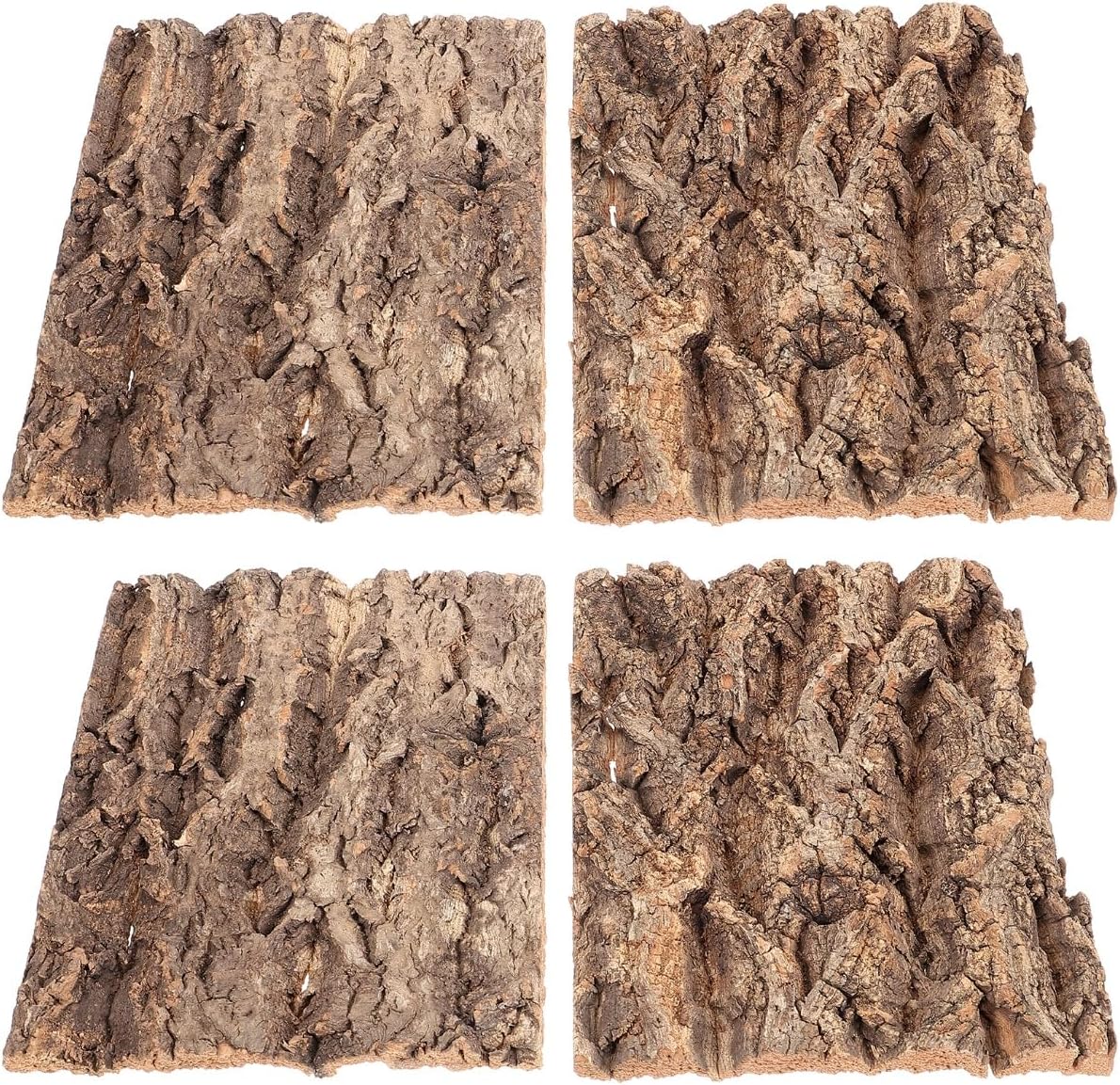 Toddmomy Natural Reptile Hide Bark Decor 4-Pack 7.67X5.82 Inch Tree Bark Climbing Platforms for Gecko Bearded Dragon Snake Terrarium Habitat