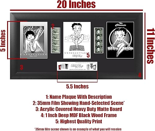 Miniatura 5 de FILMCELLS Betty Boop - Trío enmarcado de 20 x 11 pulgadas, con seis (6) coleccionables de edición limitada de 1.378 in con licencia oficial