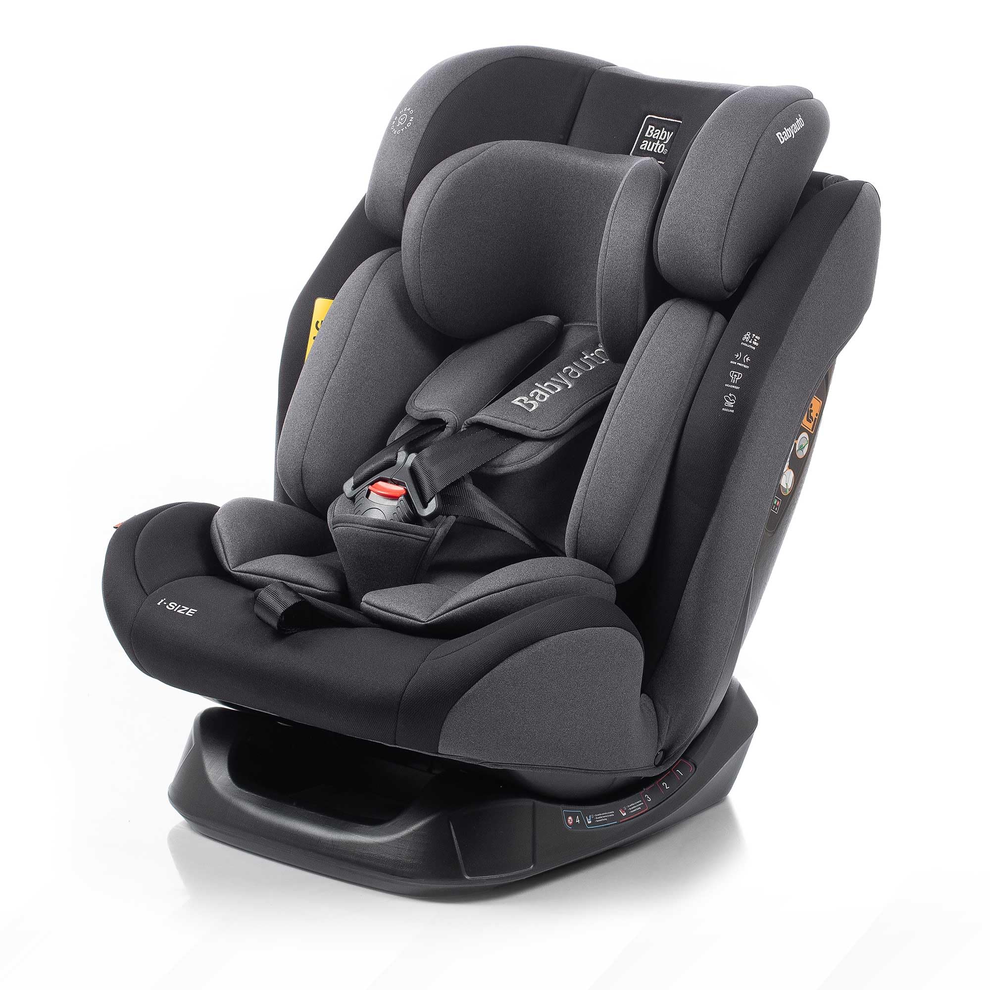 BABYAUTO - Siège auto LOLO 40-150 cm - Age : de la naissance à 12 ans - Taille I - Reverse jusqu'à 105 cm, environ 4 ans - Sans Isofix - Noir (STONE GREY)