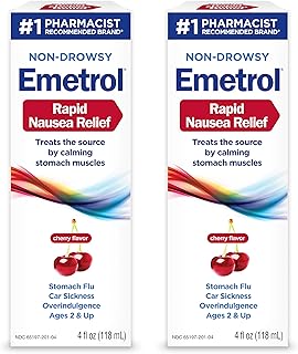 Emetrol Nausea & Upset Stomach Relief Liquid Medication, Cherry - 4 oz Bottle, 2 Count