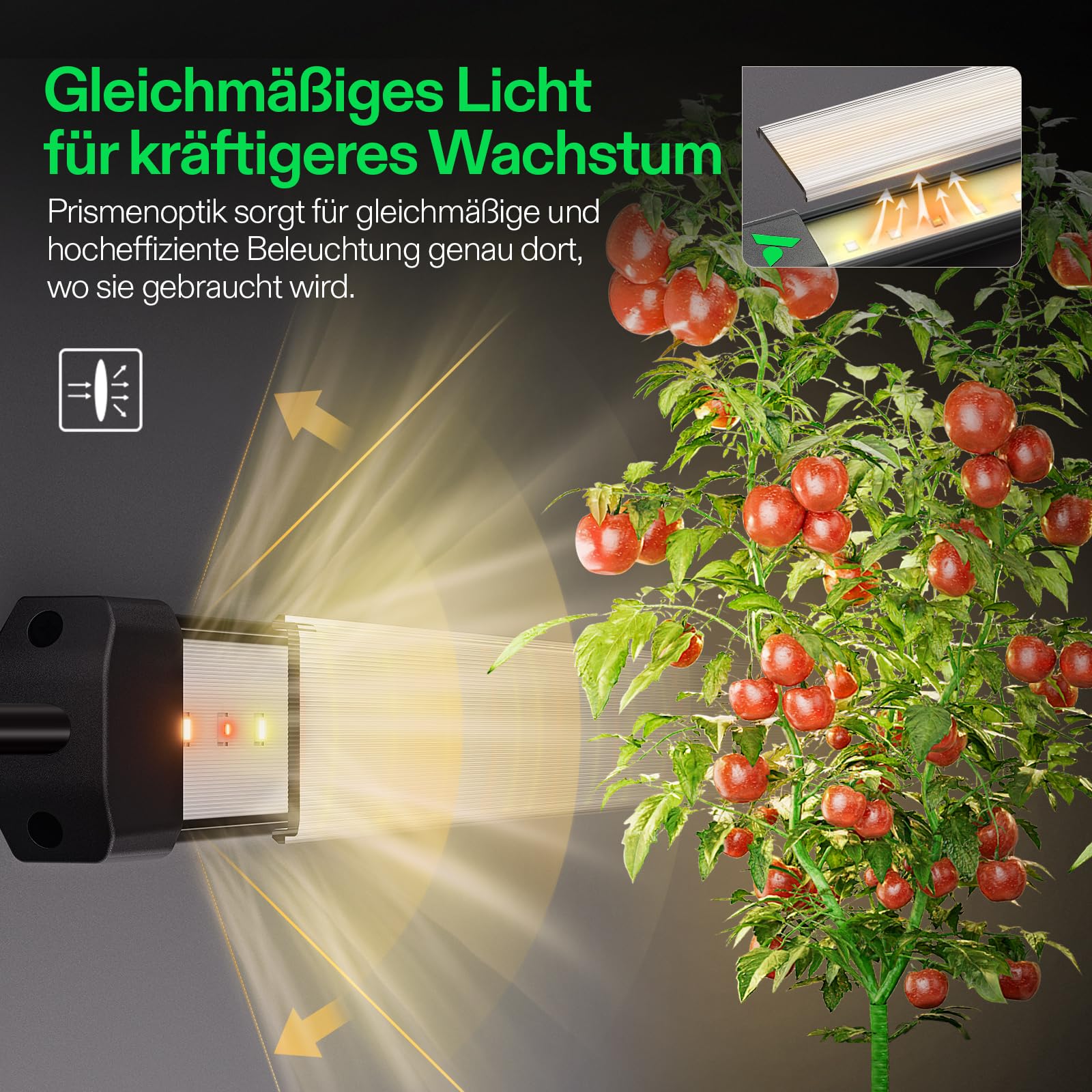 VIVOSUN LumaRay 40 cm LED Pflanzenlampe 4er Set, Vollspektrum Grow Lampe mit 60% Rotlicht, effizientes Grow Light zur Seitenbeleuchtung für Growzelte bis 120x60 cm, magnetisch, SGS kompatibel
