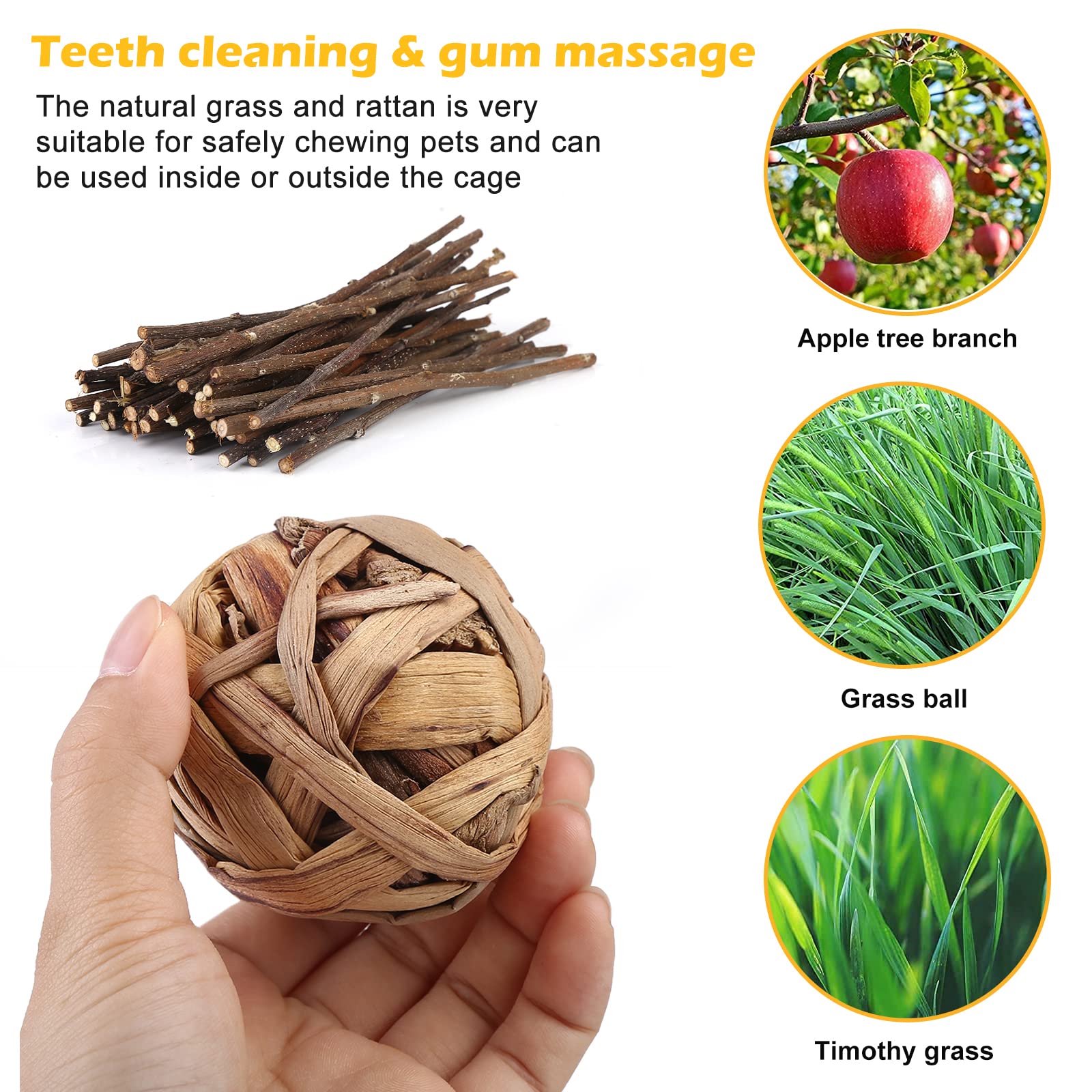 Bastoncini Di Melo Naturali Per Conigli E Piccoli Animali - Giocattoli Da Masticare 50g - Foto 5