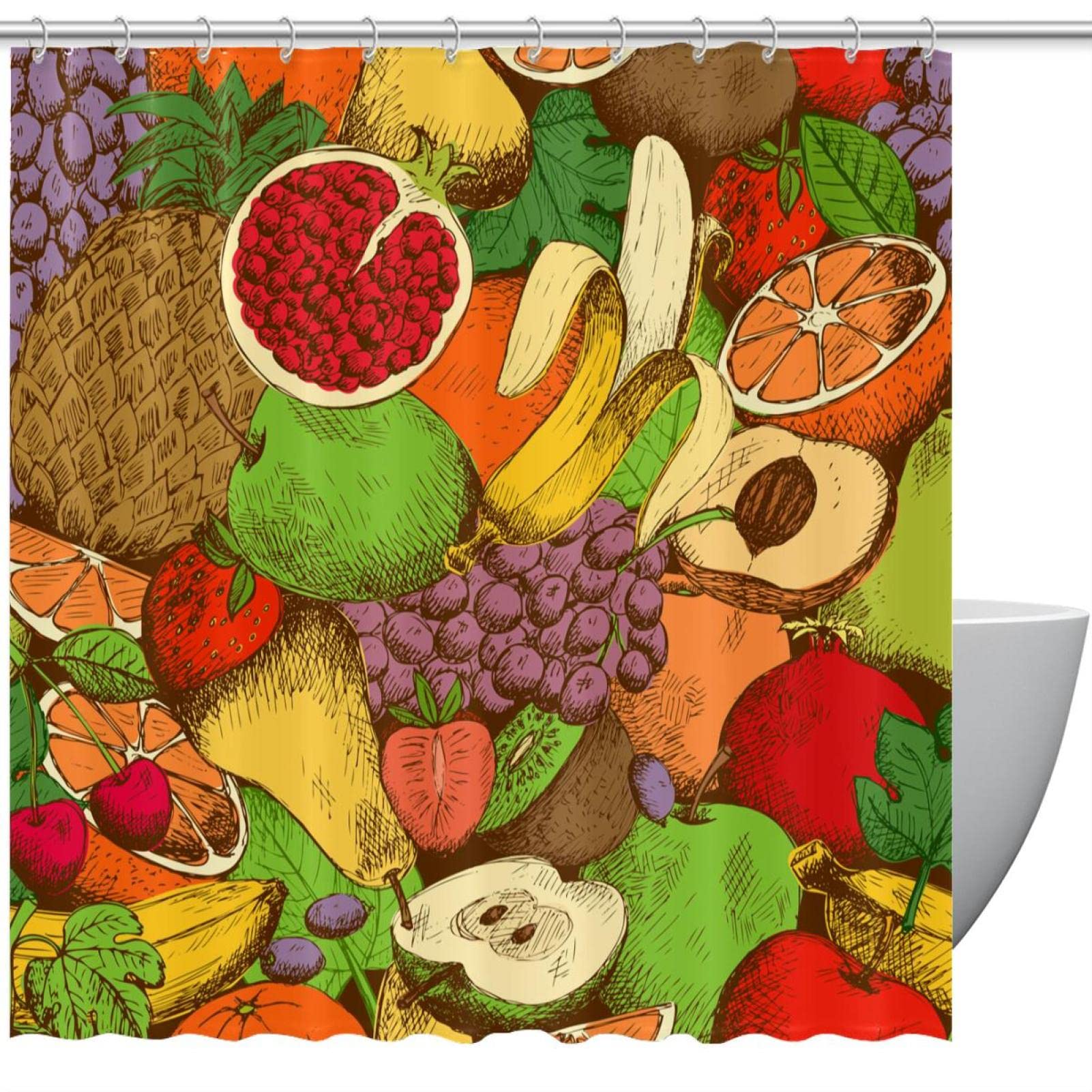 Rideau de douche fruits imperméable pour éviter l'eau sur le carrelage