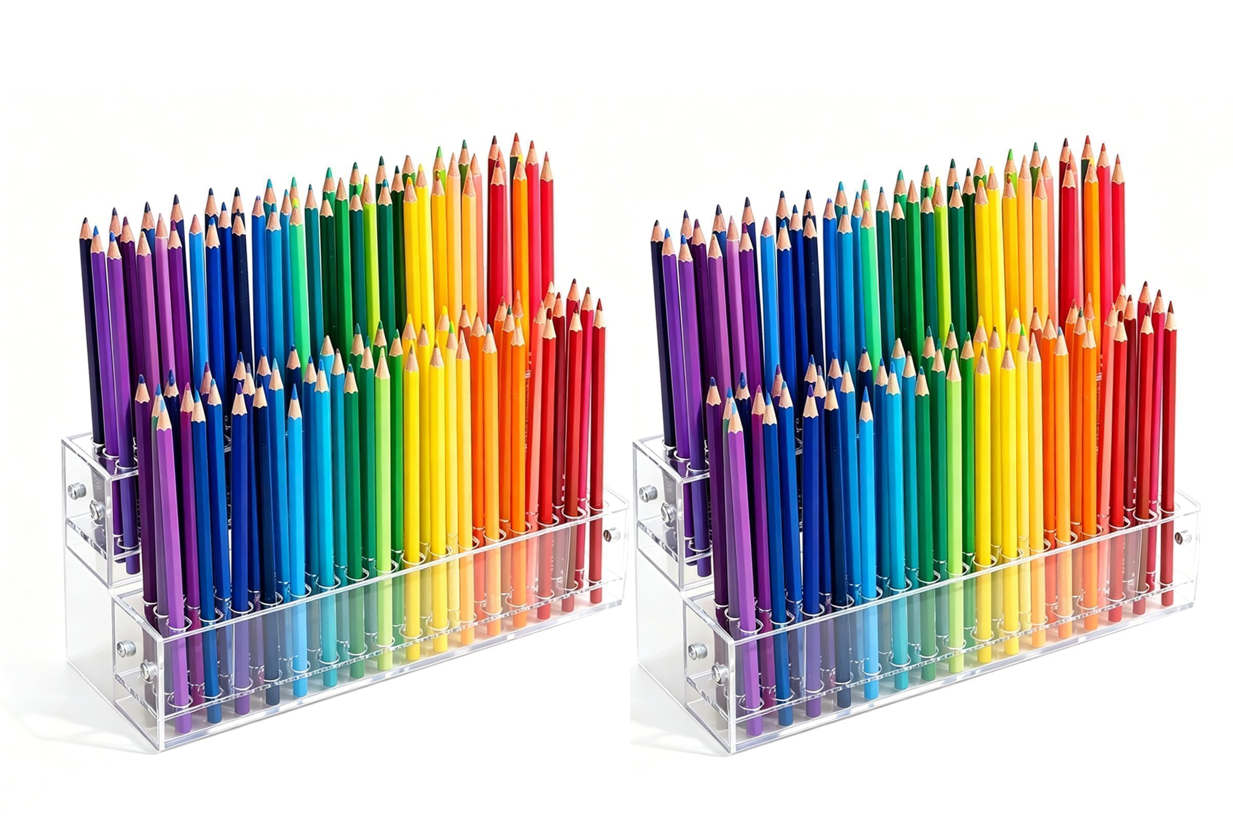 Stifteständer mit 96 Fächern, 2-stöckiger Acryl-Stifthalter für Bastel-Shows, 12 mm, Perlen-Stifte, Pinselhalter, Bleistift-Organizer, Make-up-Pinsel-Organizer, Kunstpinsel-Organizer für Schreibtisch