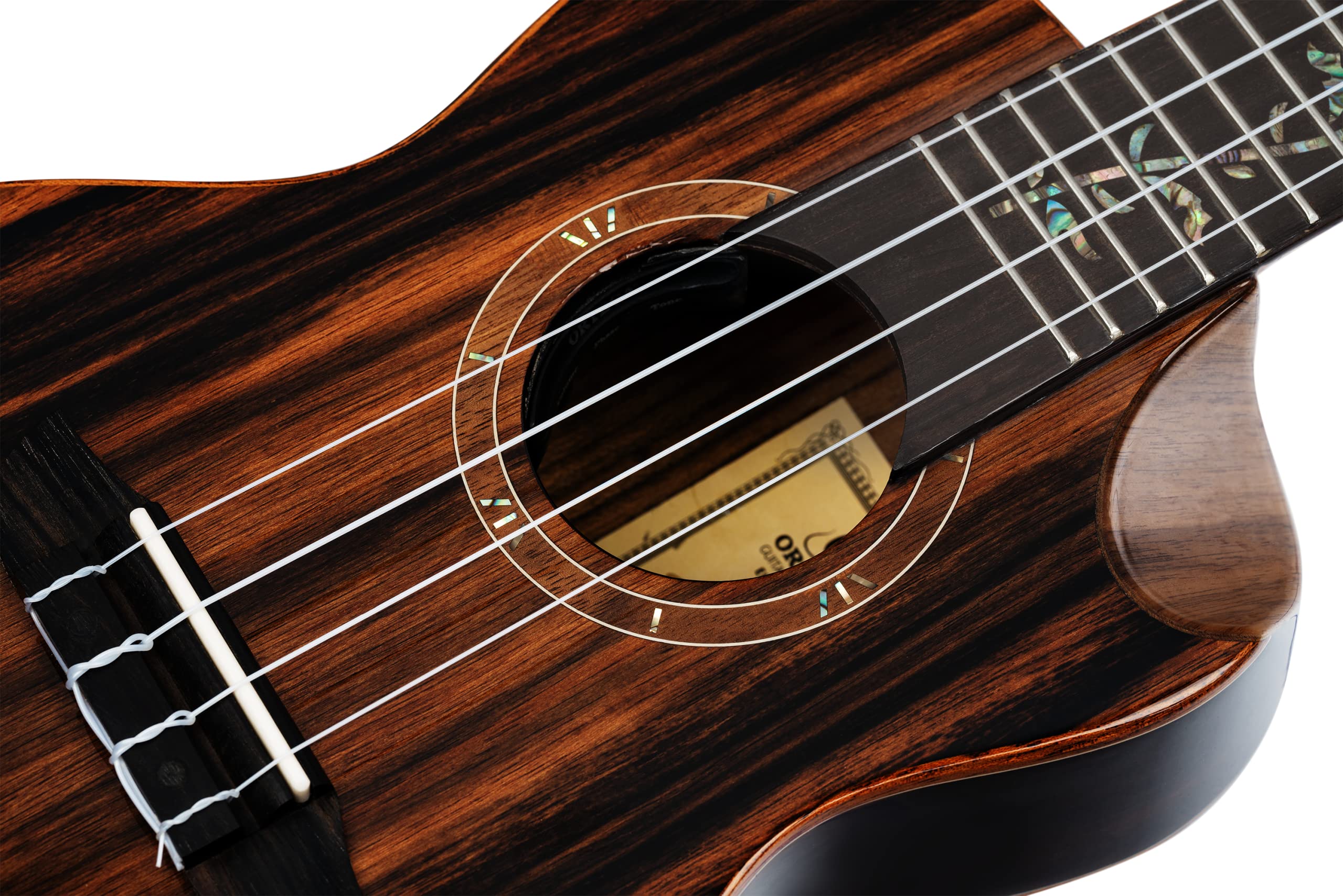 Ortega Guitars Ukulélé Concert Électro-Acoustique – Série Elite – Housse Incluse – Ebène, Naturel (RUET-EB)