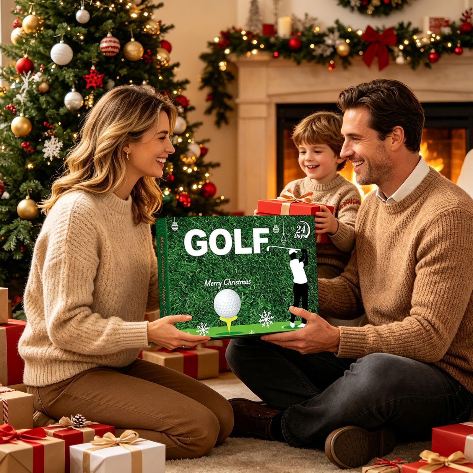 Boże Narodzenie odliczanie zestaw akcesoriów golfowych z ręcznikiem