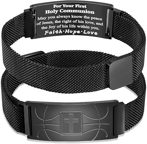 GLEZZA Basketball Bracelet Jewelry Gifts for Boy,Faith Cross Bracelets for Men J