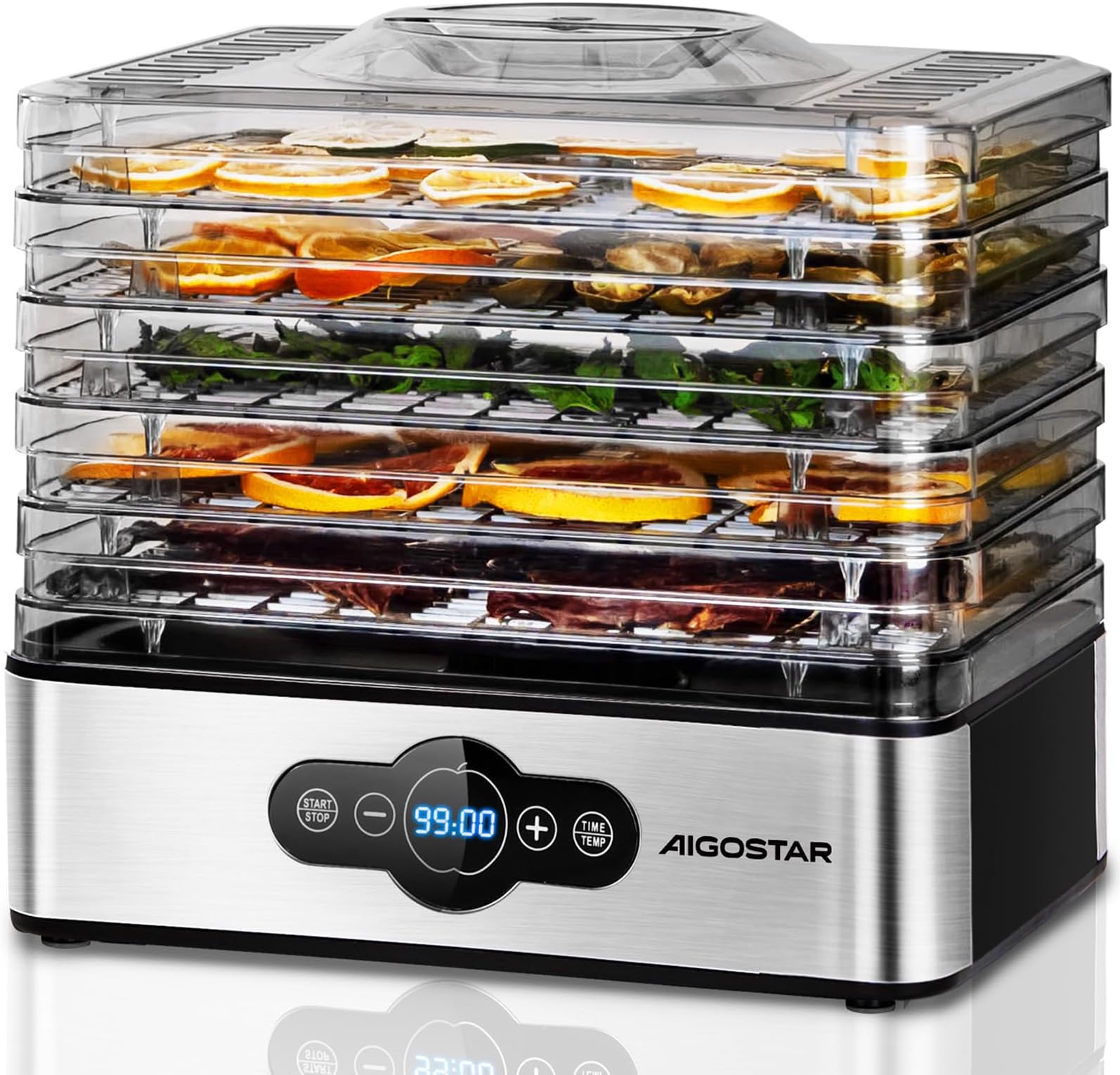 Essiccatore Alimentare Aigostar Crispy 240W - 5 Vassoi Digitali Senza BPA