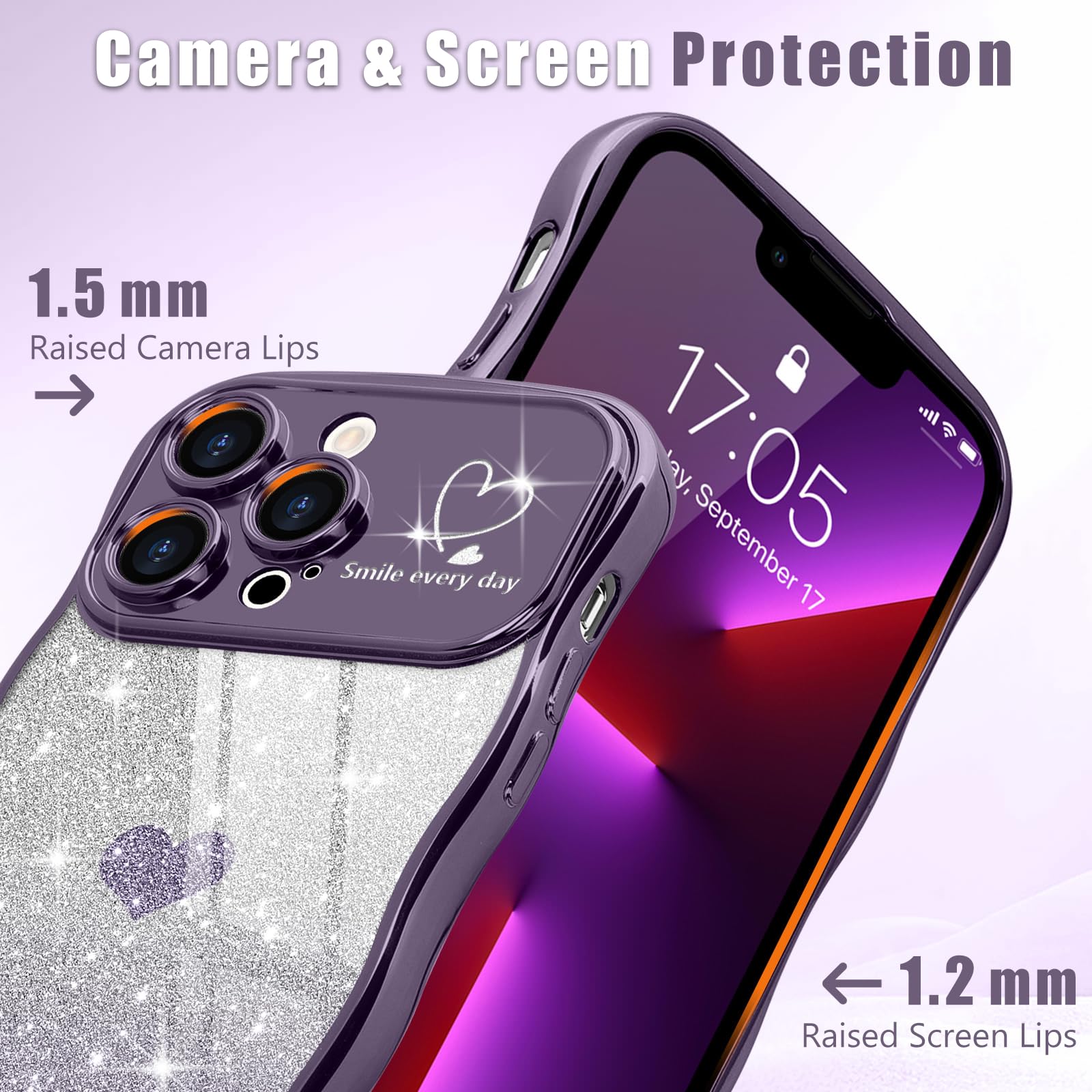 Teageo Cute Heart Pattern Curly Phone Case for iPhone 13 Pro Max - Image 3