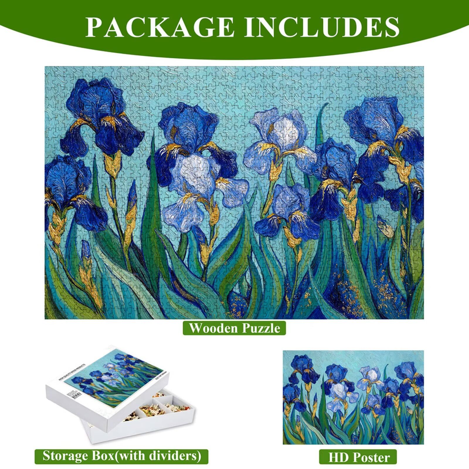 Puzzle 1200 Piezas Adultos Flor & Azul, Rompecabezas con Letras Traseras y Póster, Pasatiempo Antiestrés, Decoración de Pared, Regalo Decorar Mujer Hombre 75 x 50 cm (14 Años +) P3#29