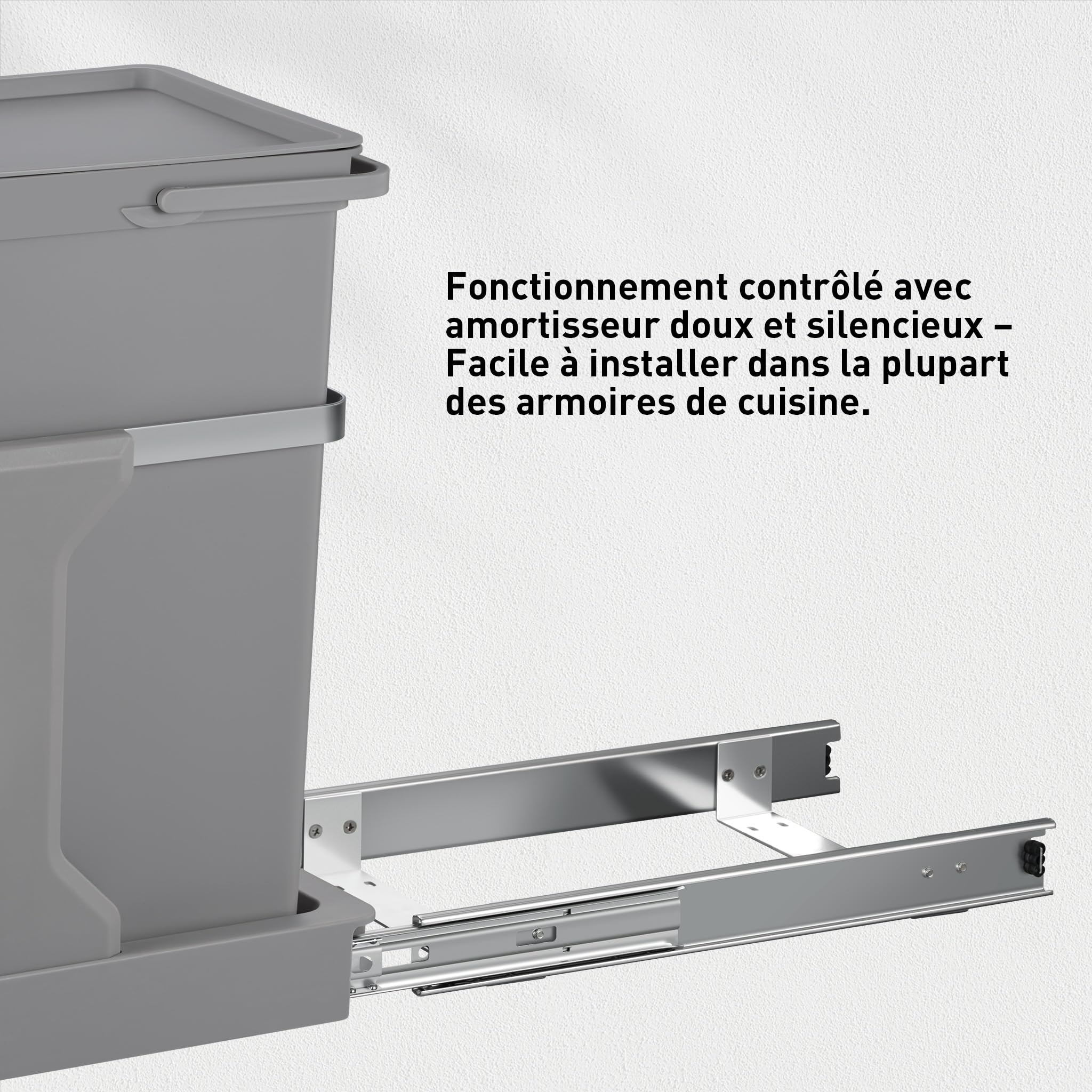 EKO Poubelle Cuisine Double Tri 2 Compartiments 20L + 15L Extractible | sous Évier avec Rails Coulissants | Fermeture Silencieuse Compact Double