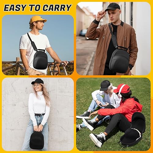 Miniatura 6 de Caja negra para sombreros con asa de transporte y correa ajustable para el hombro, caja de viaje para viajes y almacenamiento en el hogar