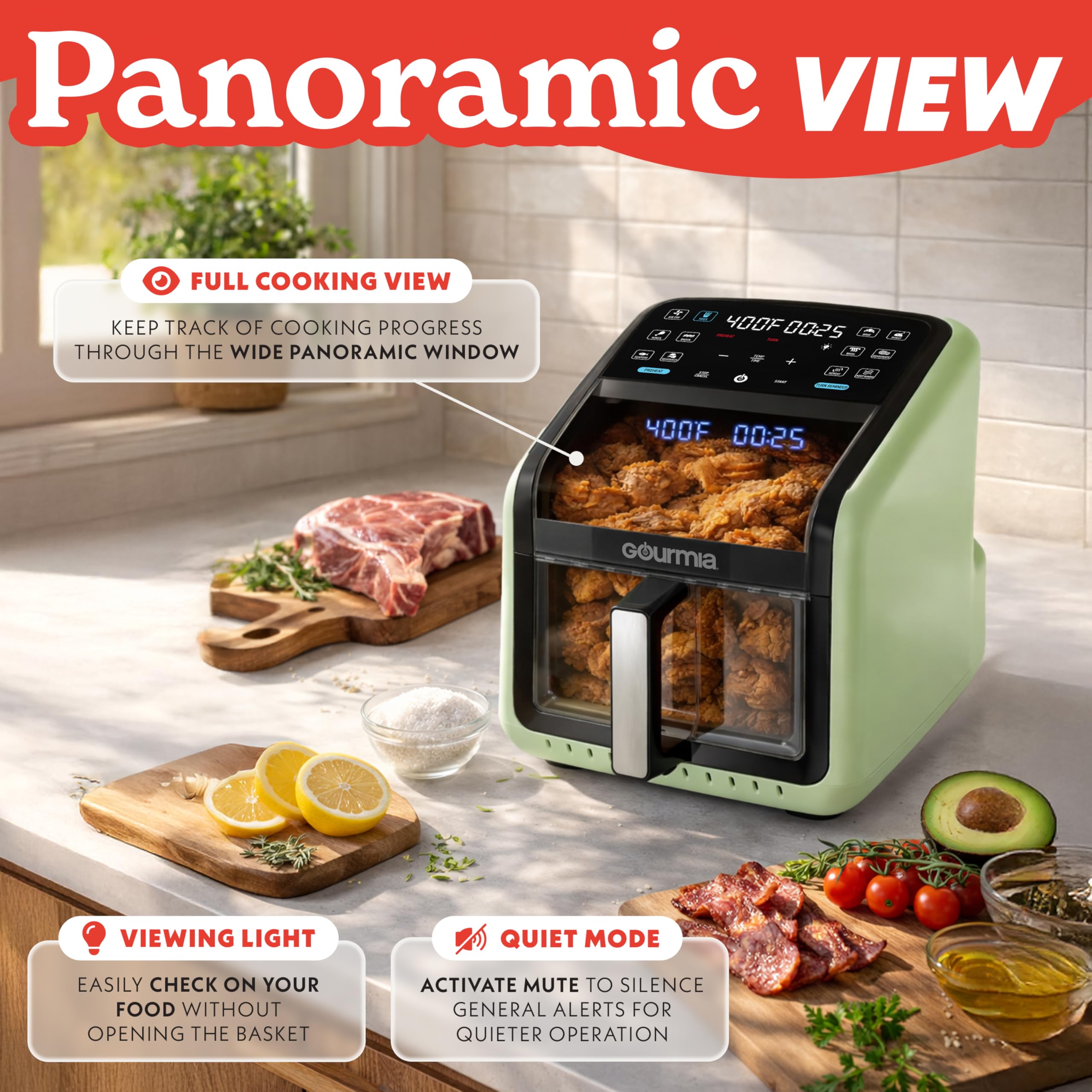 Amazon.co.jp: Gourmia Air Fryer 7クォート - 見やすいパノラマ