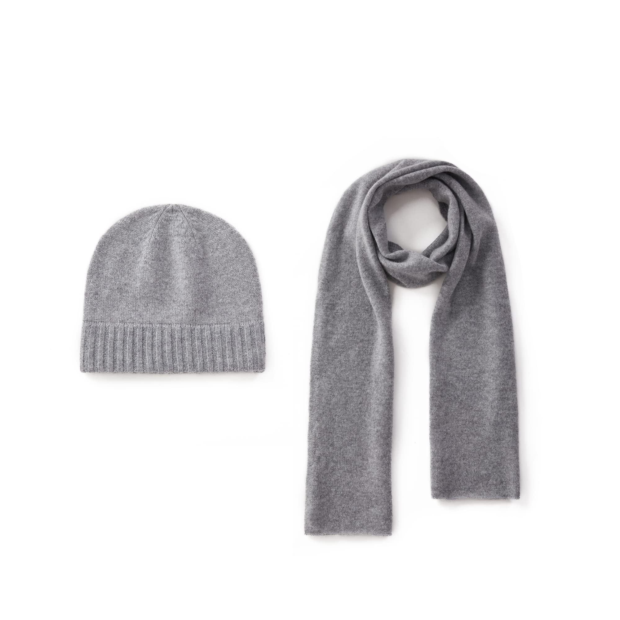 GreenMount Women 100% Pure Cashmere Beanie Hat & Scarf Set