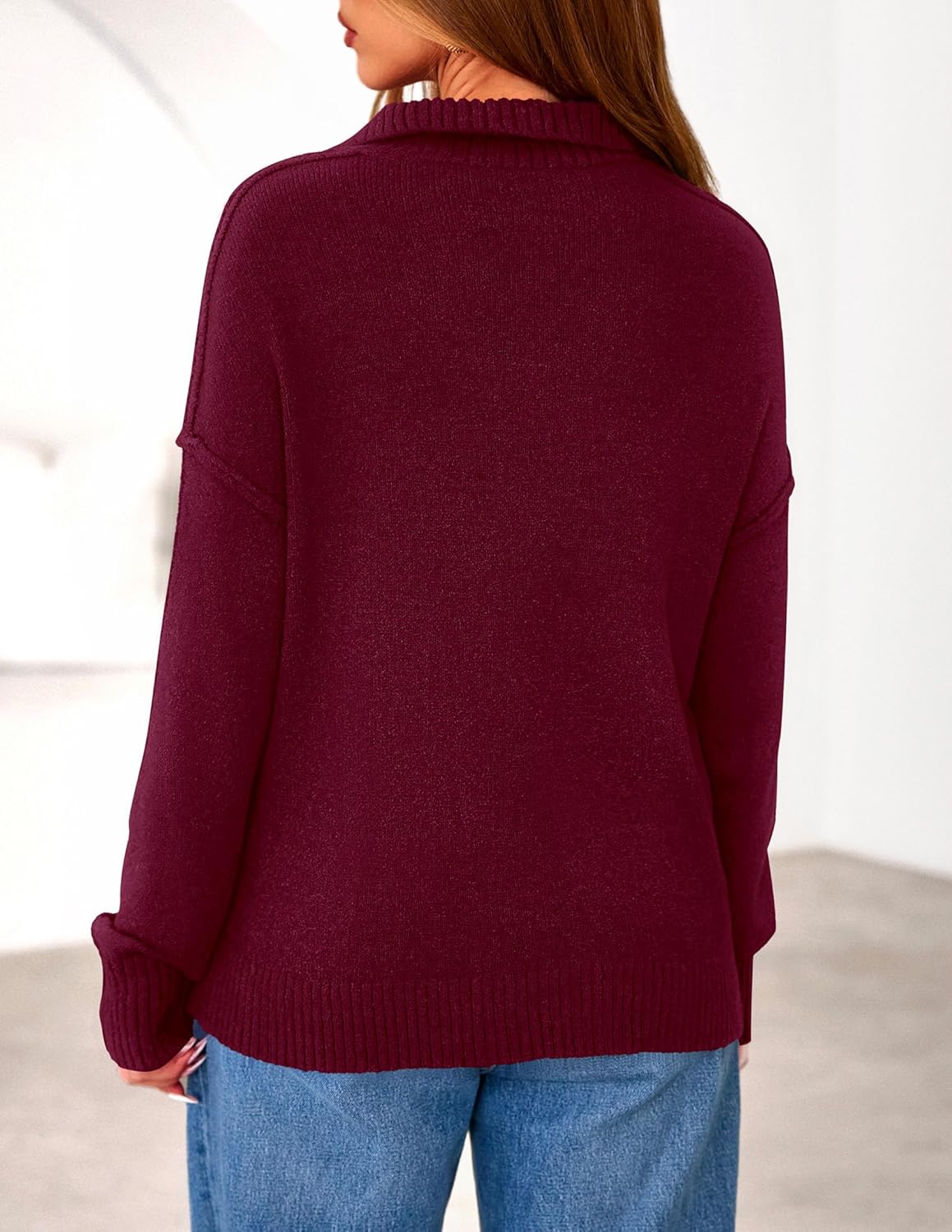 PRETTYGARDEN Women's Fall Quarter Zip Pullover Sweaters 2026 Dressy Casual Long Sleeve V Neck Collared Knit Jumper Tops - Image 4