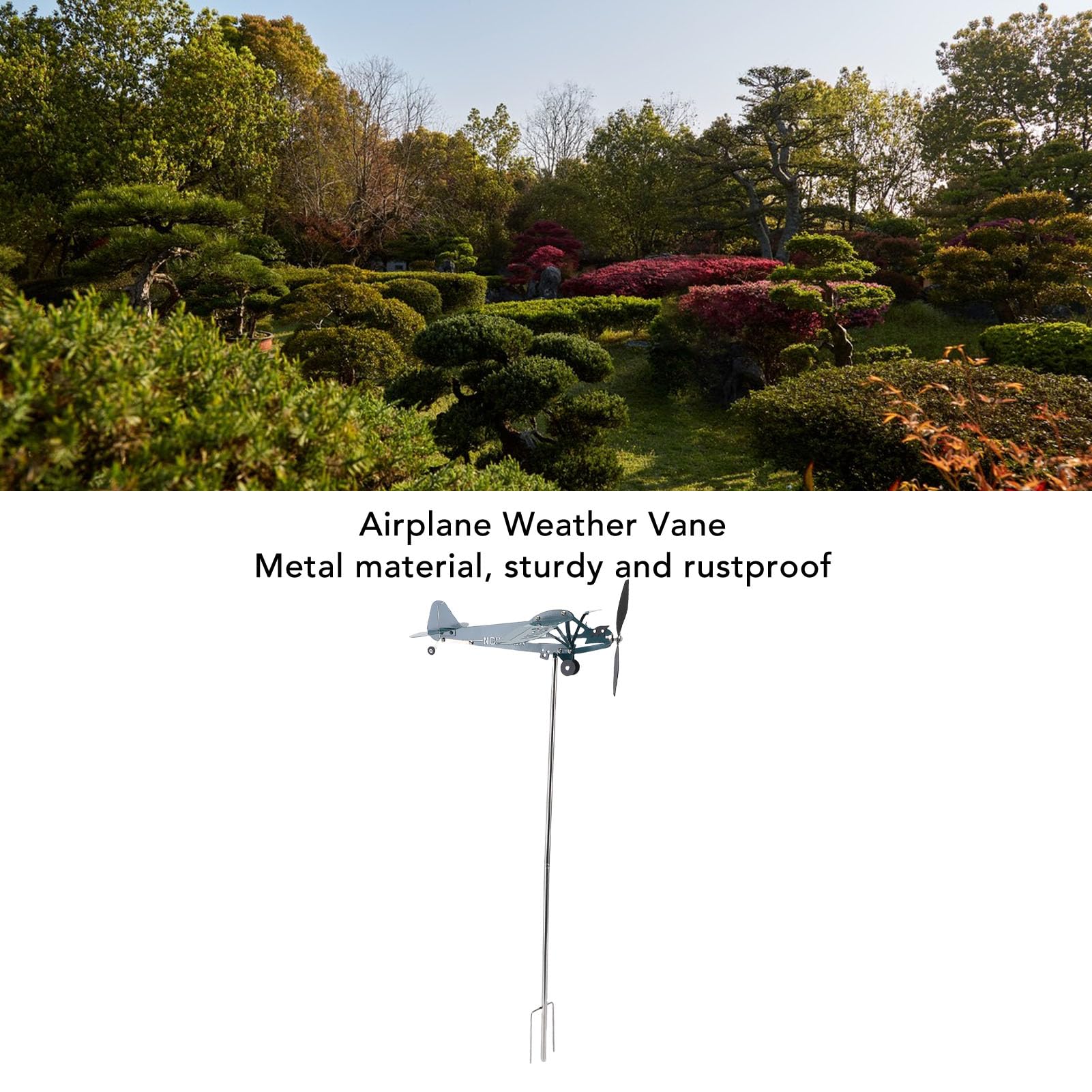 Molino de Viento de Avión, Veleta Meteorológica, Decoración de Metal Resistente para Jardín Al Aire Libre, Valla para el Hogar, Verde Oscuro