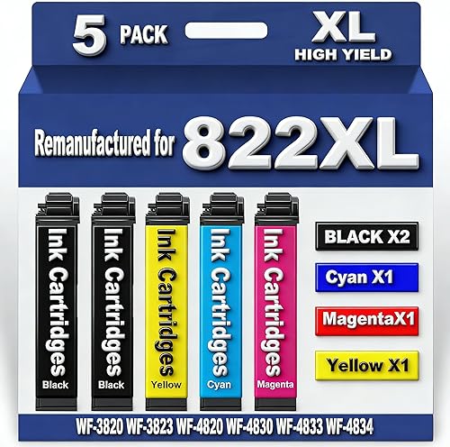 822XL remanufacturados para Epson 822XL cartuchos de tinta Combo Pack para 822 T822 XL para Workforce Pro WF-3820 WF-3823 WF-4820 WF-4830 WF-4833