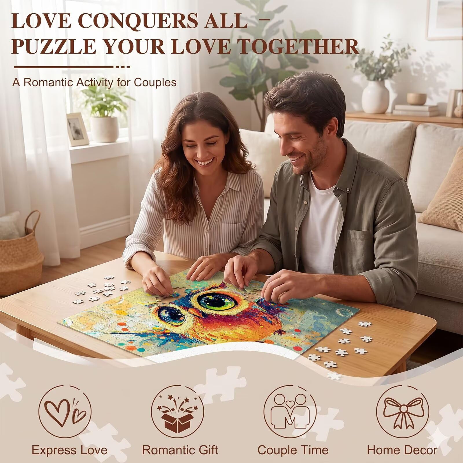 Carino gufo Puzzle 4000 Pezzi per Adulti, Puzzle in Legno - Collezione Classica con Poster Incluso - Sfida di Concentrazione e Passatempo Antistress, Gioco Educativo per Famiglia, 141 x 87 cm f0-571
