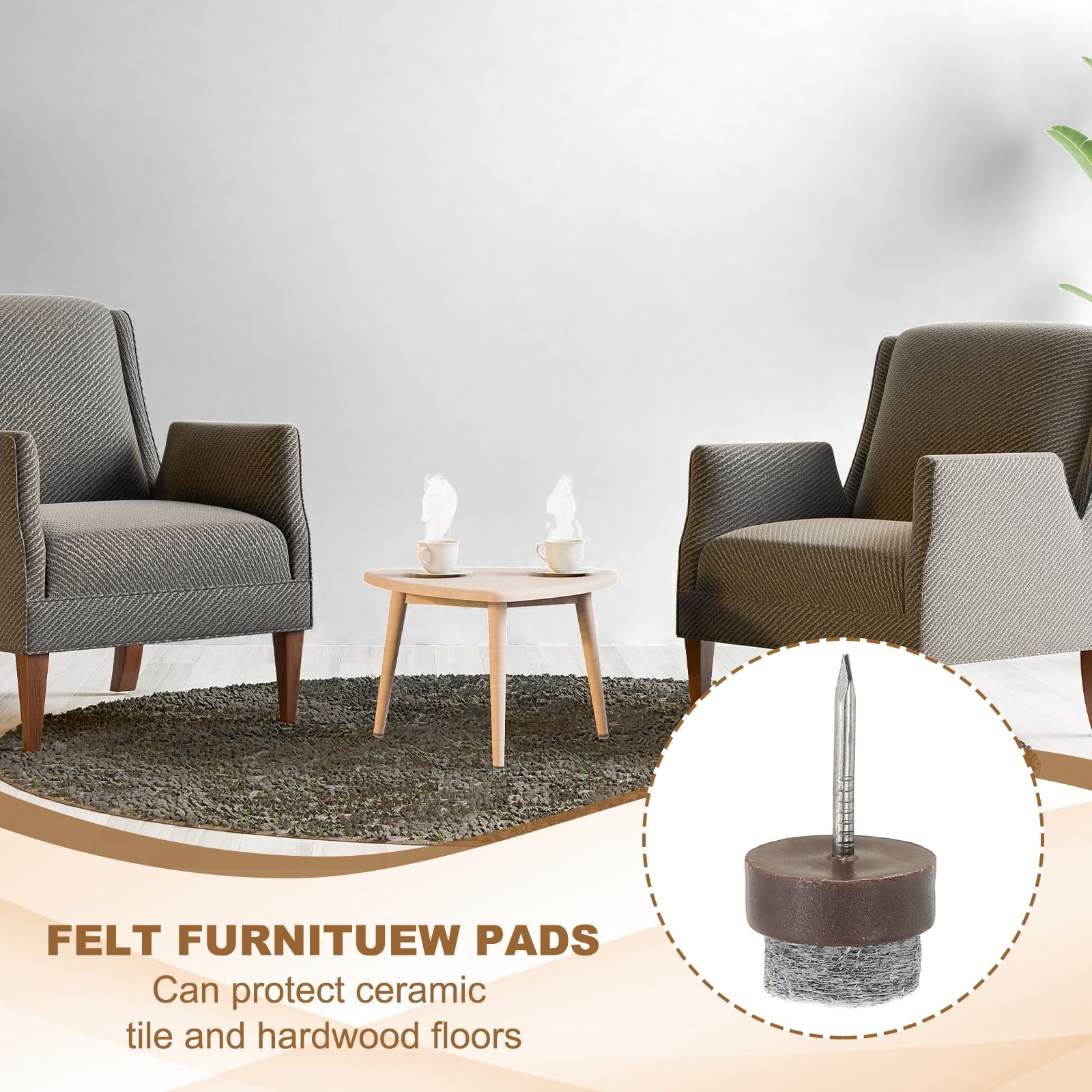 PATIKIL 14 Mm Nail-on Felt Pads, 72 Pcs Round Felt Furniture Sliders Pads Heavy Duty Floor Protectors For Wooden Chair Sofa Cabinet Table Leg Feet Hardwood Floors, Black - View #5