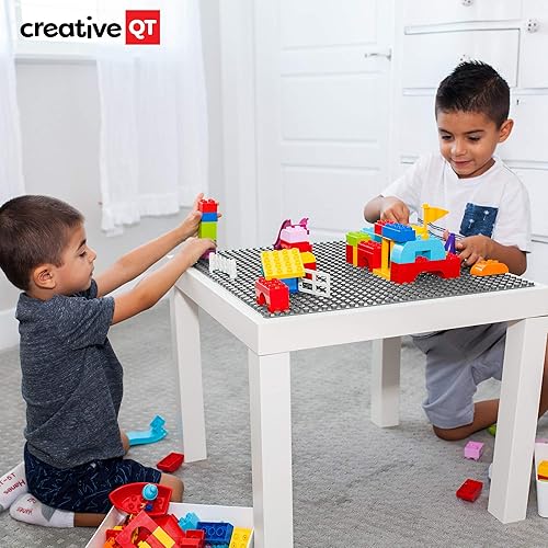 Miniatura 5 de Creative QT Pelar y pegar, gris, paquete de 4, placas base autoadhesivas de 10 x 10 pulgadas, compatibles con ladrillos estilo DUPLO de mayor