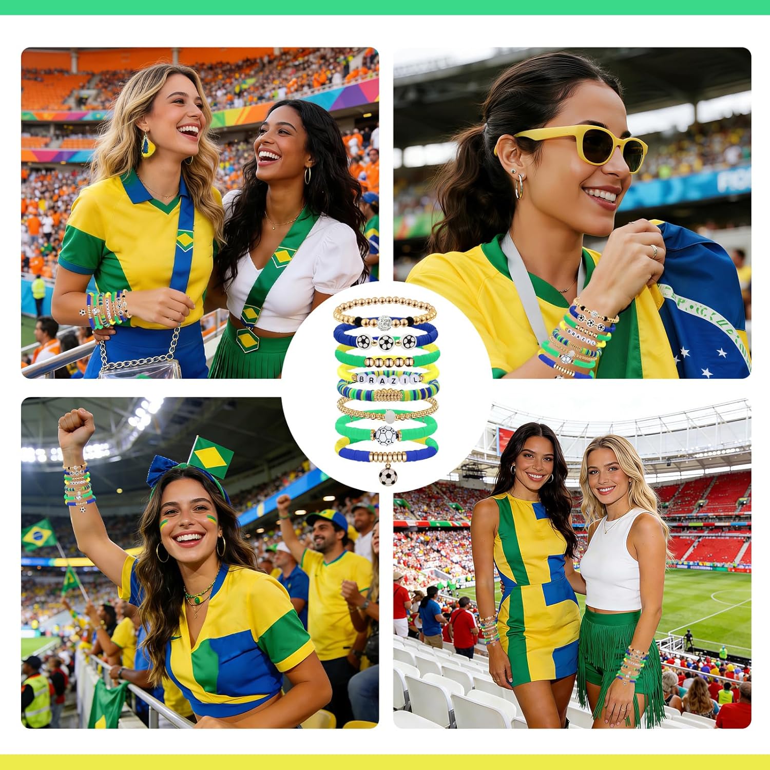 Game Day Bracelets for Women, Stackable Heishi Beaded Stretch Soccer Bracelet Soccer, World Soccer Cup Team Color Accessories & Outfits Jewelry, Soccers Dads Moms Coaches Fans Gifts - Image 6