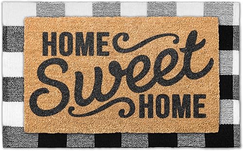 Emerson - Tapetes 100 % de coco, paquete de 2 tapetes para puerta delantera para entrada al aire libre, 30 x 18 pulgadas, tapete de bienvenida para