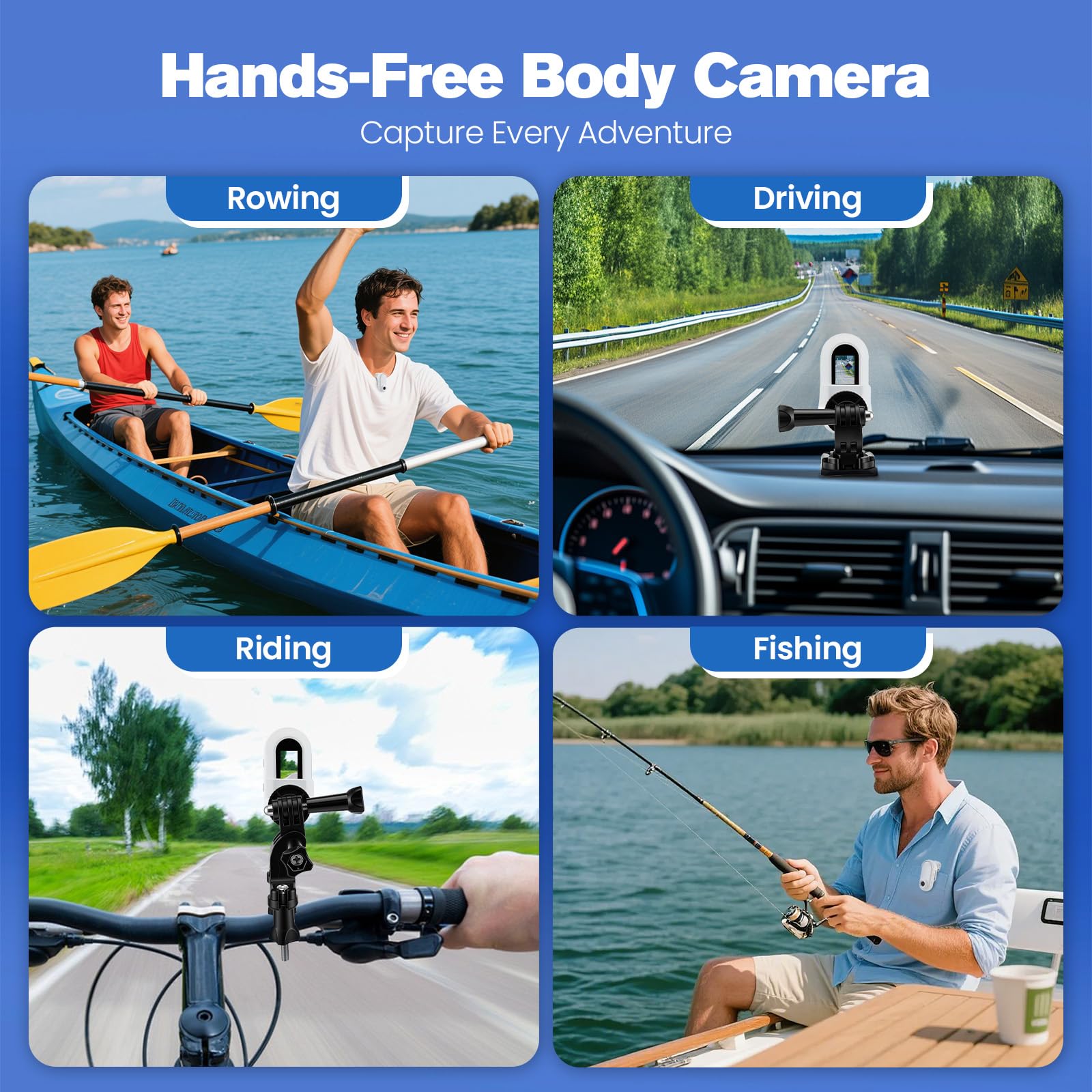 Mini Action Cam 1080P Bodycam con Vano Batteria e Scheda SD da 128 GB Videocamera da Casco per Moto Bicicletta e Sport Videocamera Portatile Impermeabile Registrazione in Loop Lettore di Schede OTG