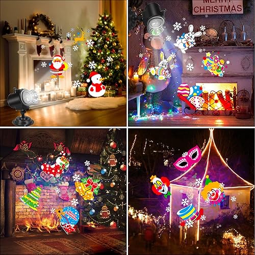Miniatura 6 de Proyector de luces de Navidad para exteriores, luces LED de copo de nieve, decoraciones de Navidad para interiores y exteriores, decoraciones de
