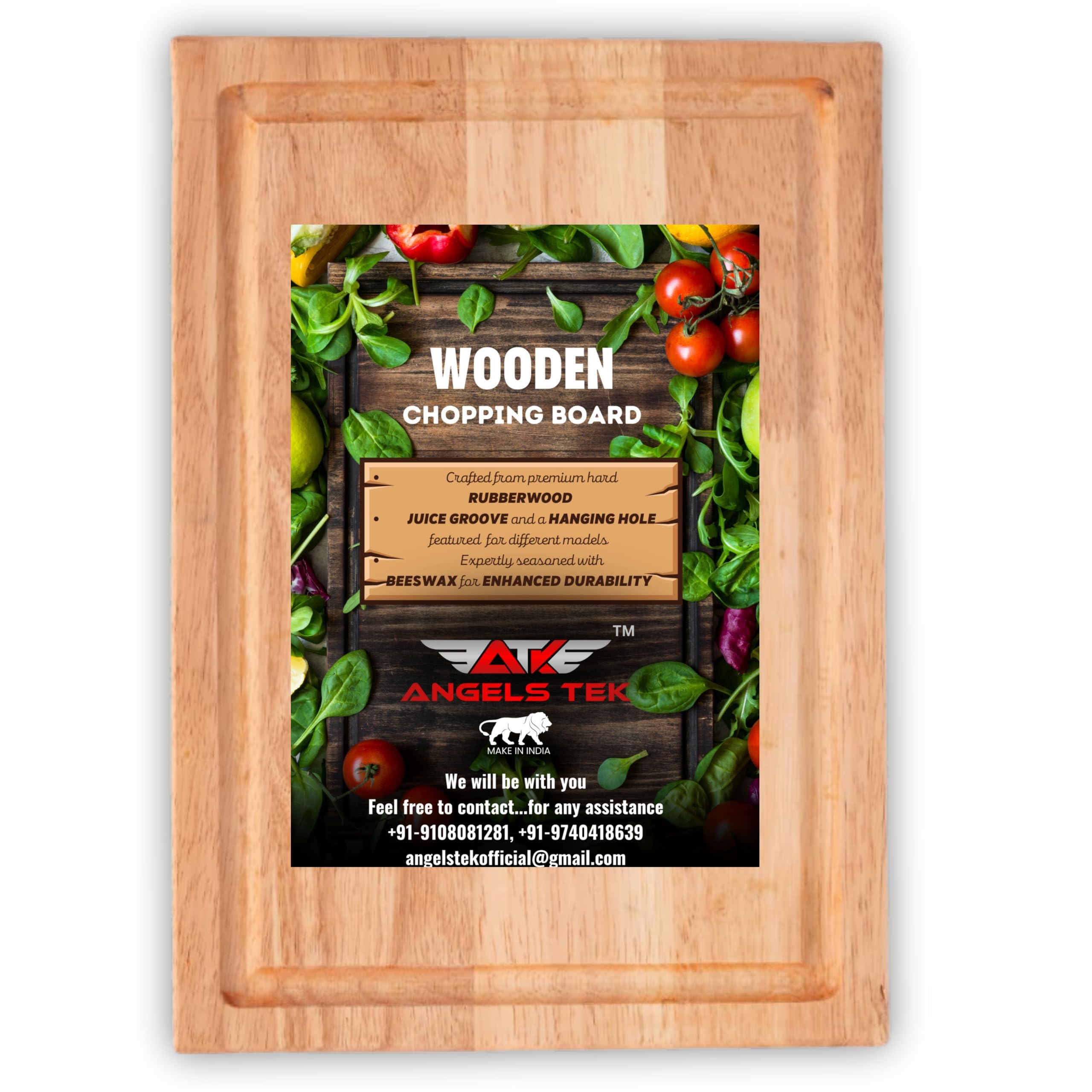 Angels Tek Rubberwood Chopping Board | Cutting Board | Eco Friendly | Anti Bacterial | Anti Microbial | Beeswax Seasoned | BPA Free | (AGTK GM 18) (B0DH1ZMTZD) Amazon Price History, Amazon Price Tracker