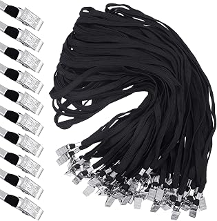Hoolerry 300 Pcs Lanyards Bulk for ID Badges, Flat Swivel Hook, Black