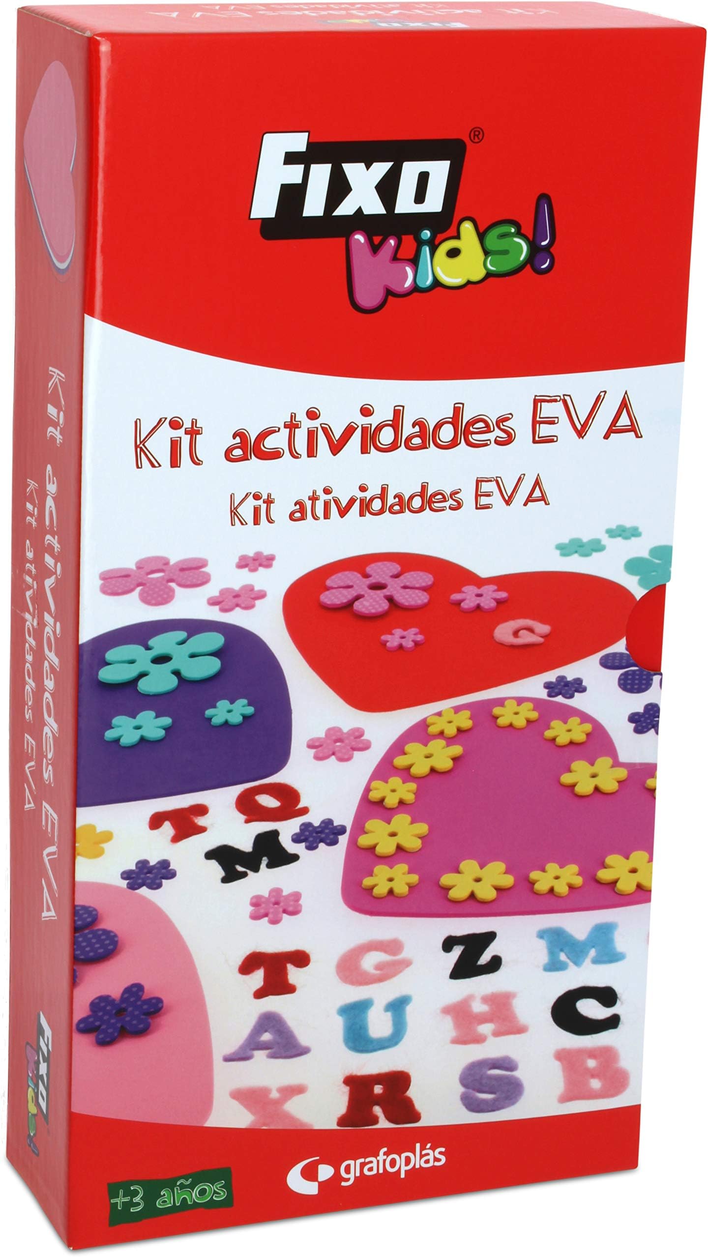 FixoEVA Rubber Activity Kit, 25 Figures, Decorative Felt Letters, Heart Model, 31.4 x 16.4