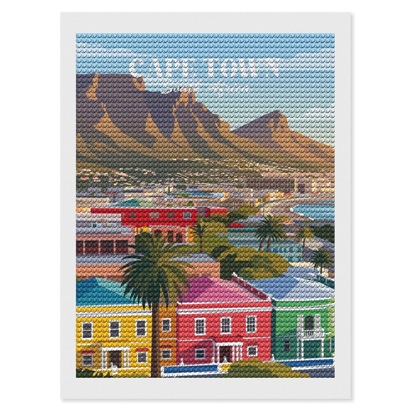 Junmoney Cape Town South Africa Diamond Art Kit 12"x16", Relaxing DIY Hobby, Satisfying Creative Project, Living Room Decor, for Women