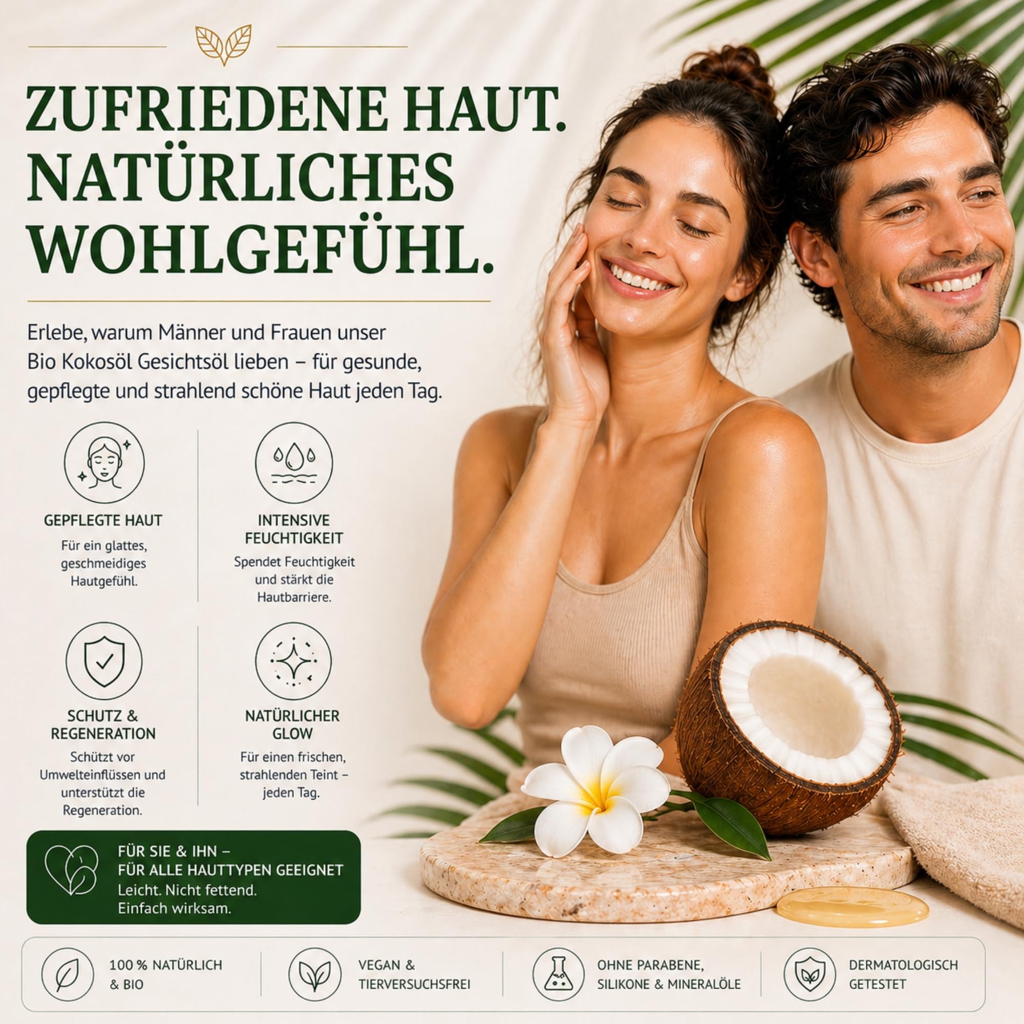 Körperöl für trockene Haut | mit MCT-Kokosöl, Vitamin C und E | schnell einziehend 1 Liter