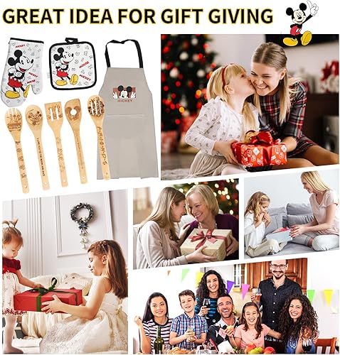 Miniatura 7 de Cuchara de madera para cocinar, cucharas de madera de dibujos animados, juego de utensilios de bambú para decoración de cocina, regalo de