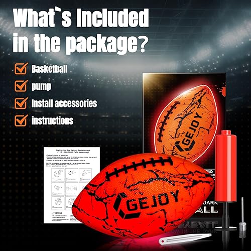 Miniatura 2 de Gejoy Bola que brilla en la oscuridad con luz LED, baloncesto, fútbol, voleibol, tamaño oficial, regalo ideal para Navidad, adultos, hombres,
