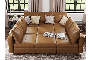 Modular 9-Seat Sectional Sofa with Sleeper and Hidden Storage