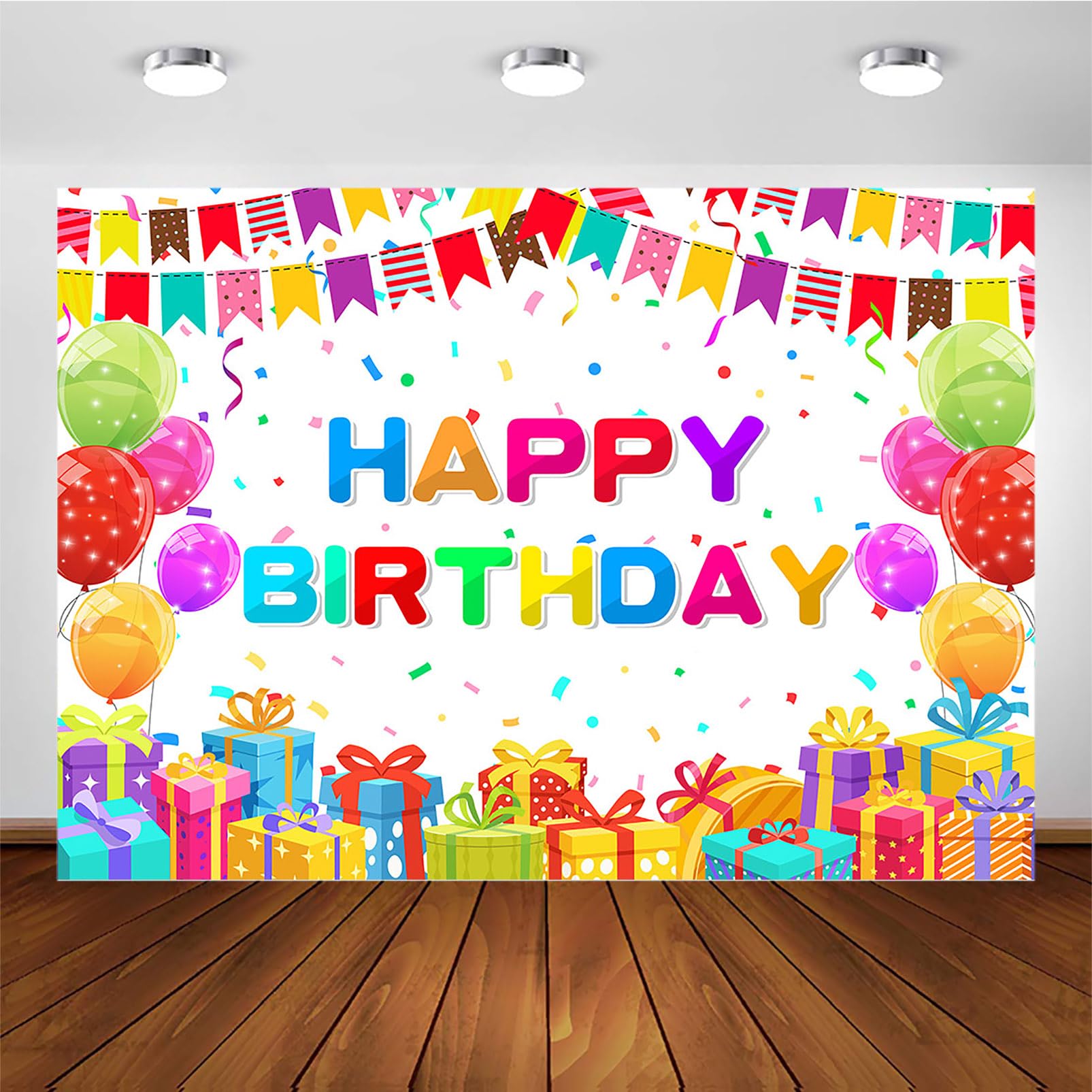 Avezano Colorful Happy Birthday Backdrop for Girls Boys Cartoon Birthday Party Banner Colorful Balloons Birthday Party Decorations Supplies for Boys Kids (10x7ft)
