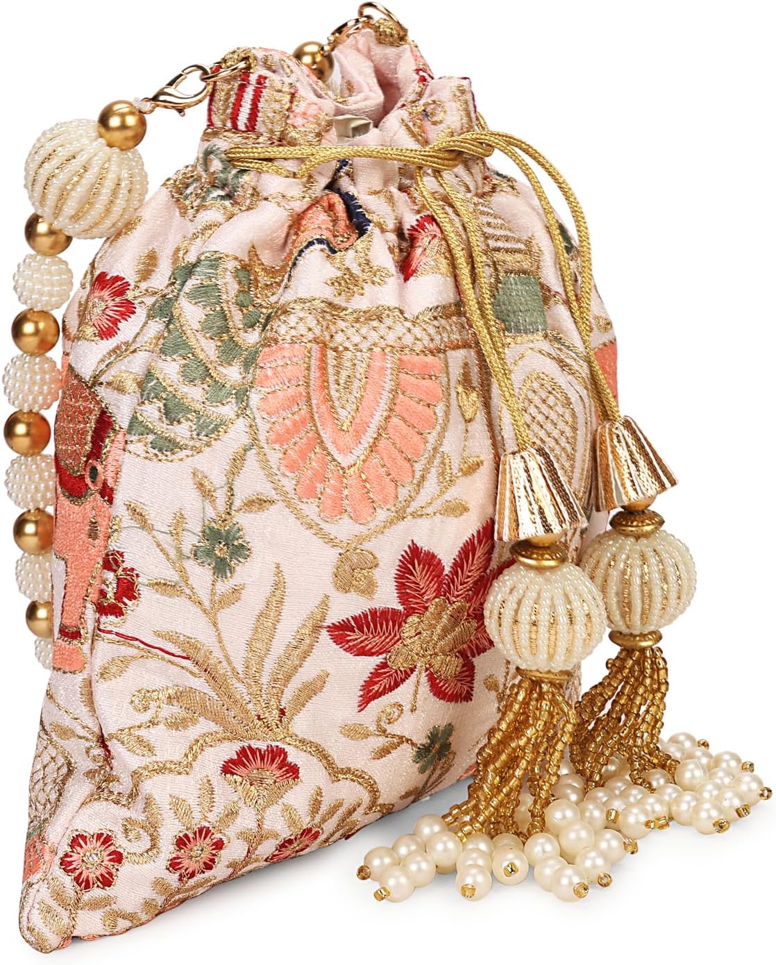 LONGING TO BUY Women Potli With Golden Zari Embrodiery, Polti Bag For Wedding & Evening Potli Clutch For Ethnic Wear