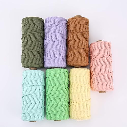 Miniatura 6 de Cuerda de macramé color amarillo claro, 0.118in x 109 yardas, cuerda de algodón de colores para colgar en la pared, colgar plantas, manualidades,