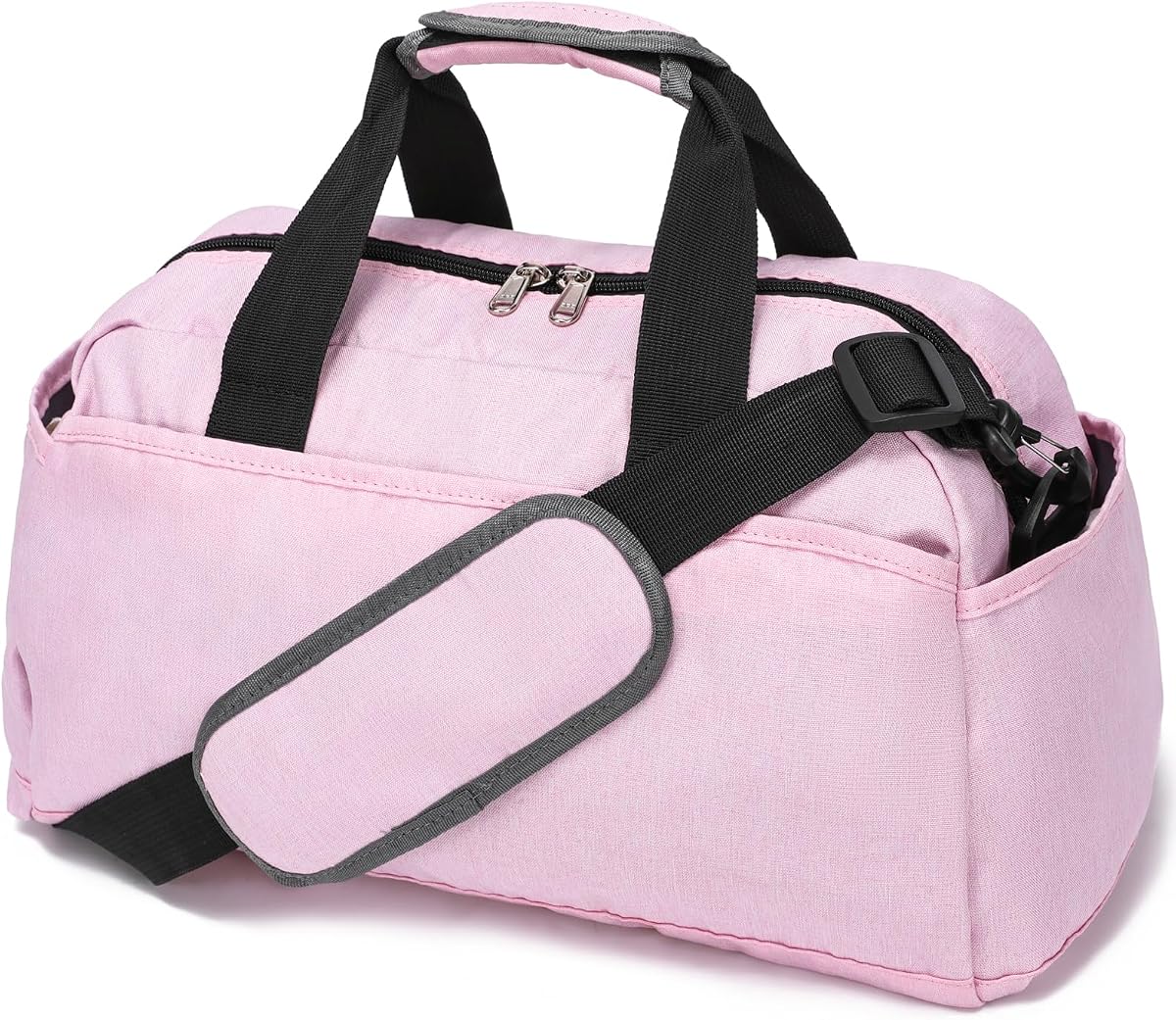 Bolsa de gimnasio pequeña de 14 pulgadas para mujeres y hombres, mini bolsa de lona para viajes, deportes, bolsa de transporte ligera, rosa
