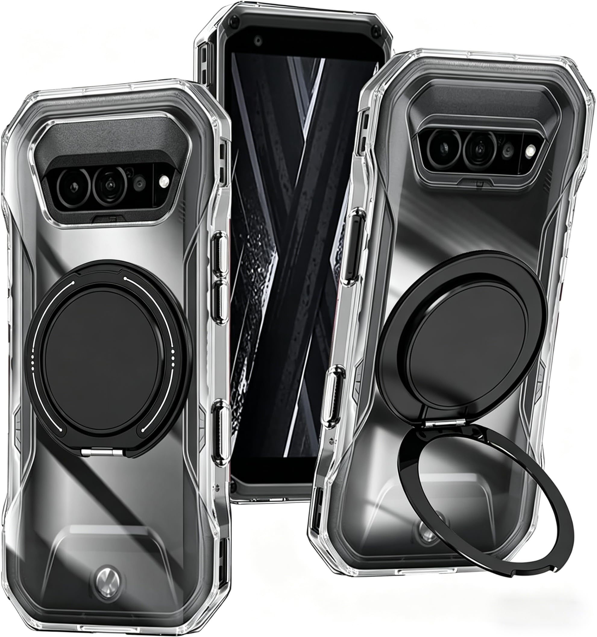 対応 TORQUE G07 ケースリング 360°回転スタンド機能 縦横両対応 京セラ トルクg07スマホケース 透明 TPU 耐衝撃 指紋防止 車載ホルダー対応 防塵 一体型 人気 携帯カバー (クリア)