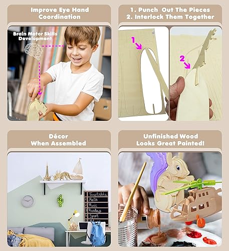 Miniatura 3 de Puzzled Juego de 30 rompecabezas de madera 3D para niños y adultos de 30 juegos al azar surtidos, juguete educativo de bricolaje, rompecabezas de