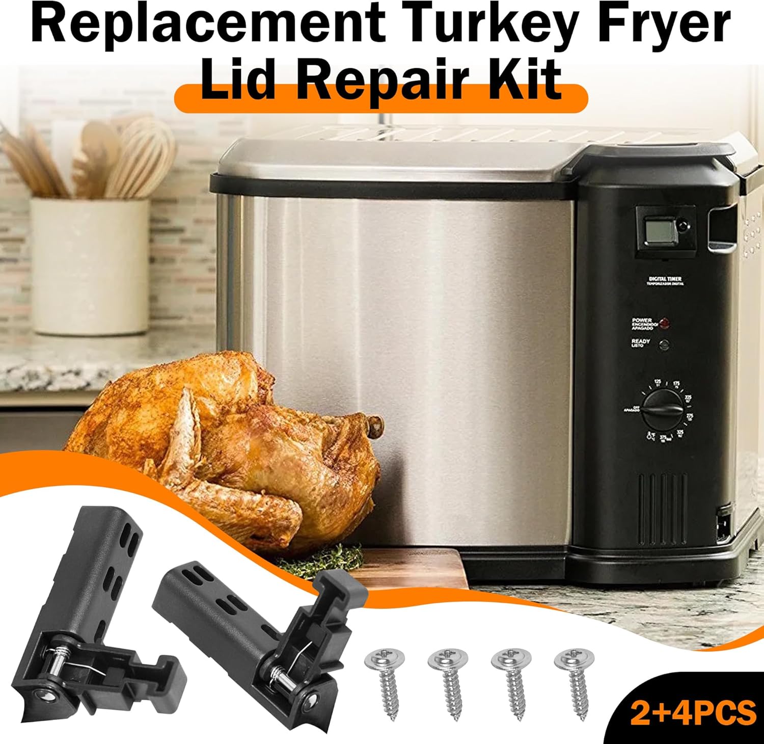 2-Pack Replacement Turkey Fryer Lid Repair Kit for Masterbuilt XL Electric Turkey Fryer 10L - Compatible with Masterbuilt Electric Fryer Models MB20012420 MB20010326.