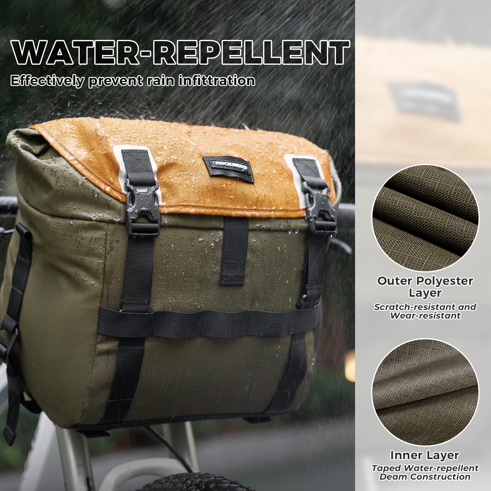 ROCKBROS Fahrradtasche Lenkertasche 13,5–24 L Erweiterbar– Bikepacking Tasche Vorne mit Schultergurt für E-Bike, Rennrad, Trekkingrad & Faltrad