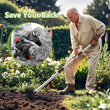 Weed Puller Weed Remover Tool with Long Handle, Garden Hoe & Weeder Rake